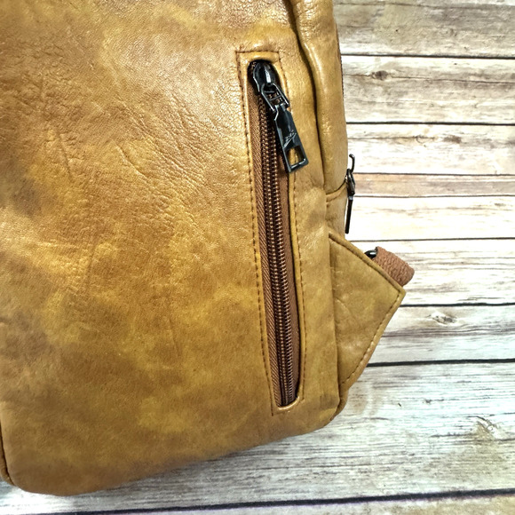 Zhen Meishi 90s Y2K Caramel Brown Vegan Faux Leather Crossbody Bag Purse - Picture 5 of 6
